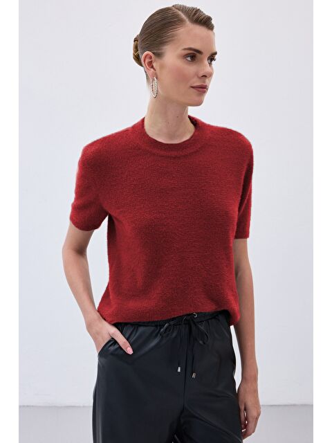 SATEEN Sakallı Kısa Kol Triko - Bordo - S000461380-19951