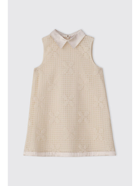 Panço Kız Çocuk Bej Parti Elbisesi