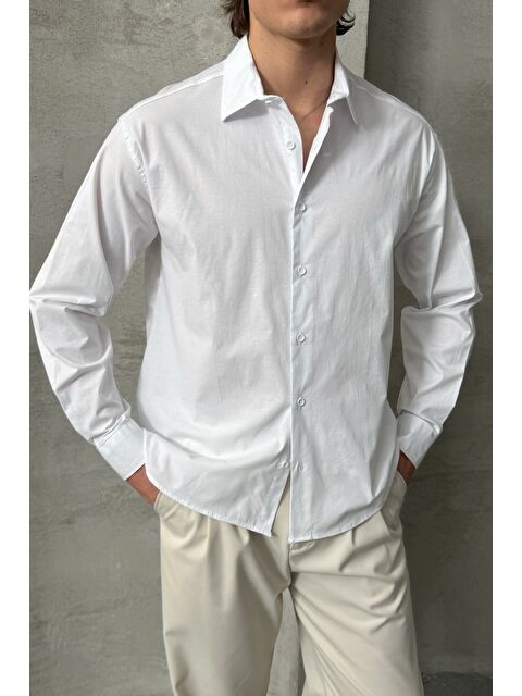 HYMAN Erkek Oversize Pamuklu Poplin Gömlek - S000515498-20063