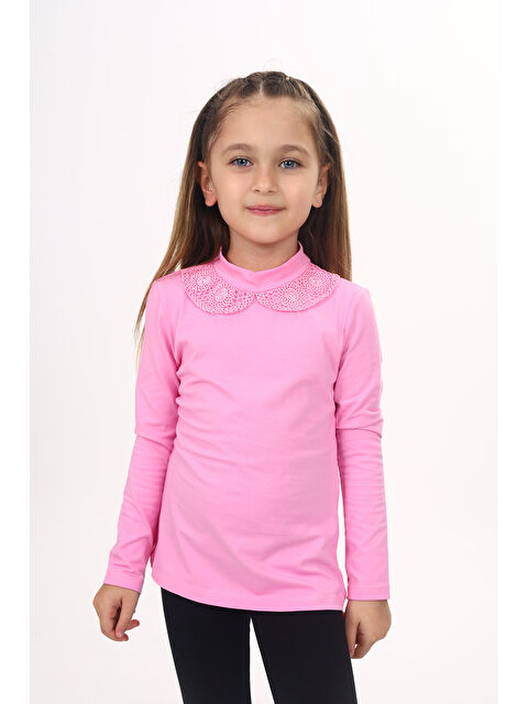 Toontoykids Kız Çocuk Yakası Dantel Detaylı Tişört - S000500950-20024