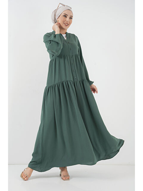 Bigdart 2527 Kadın Uzun Tesettür Elbise - Zümrüt Yeşili - S000341889-18709