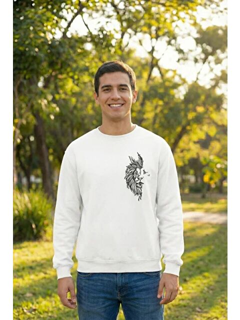 Jane's Sevgililer Günü Özel Bisiklet Yaka Baskılı Oversize Sweatshirt - Beyaz