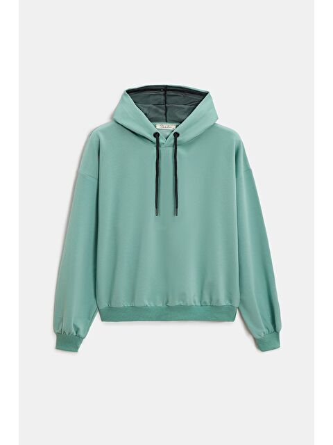Saade Mint Kadın Oversize Kapüşonlu Basic Hoodie Sweatshirt - S000497529-1180
