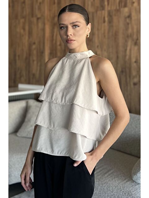 Gülseli Sıfır Kol Kat Kat Kadın Bluz - S000445247-25636