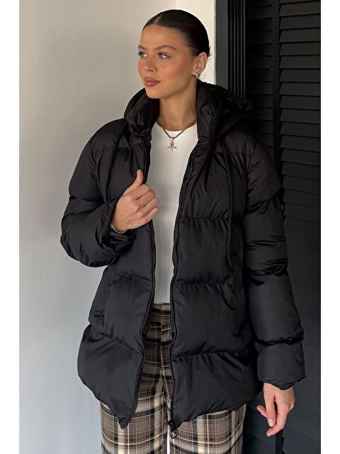 Gülseli Kadın Kapüşonlu İç Astarlı Şişme Mont - S000470150-19351