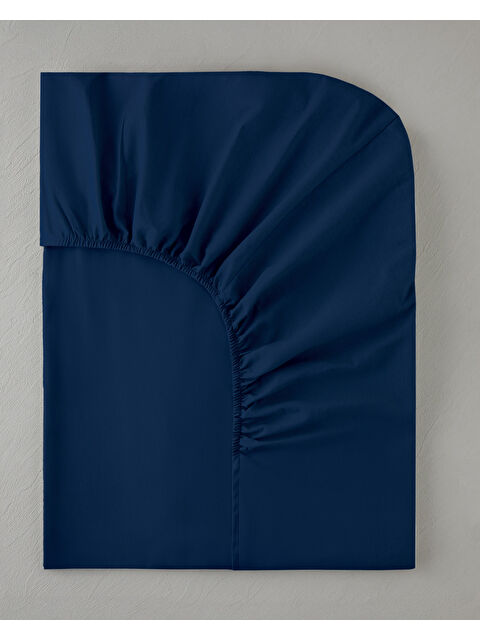 English Home Pure Pamuklu Çift Kişilik Lastikli Çarşaf 160x200 cm Gece Mavisi - S000526806-17234
