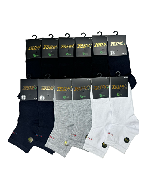 Tolin Erkek 12 li Karışık Renkli Yarım Konç Bambu Patik Çorap Seti 10550-33 - S000268713-23173