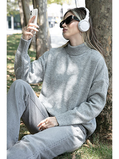 Lela Premium Oversize Fit Balıkçı Yaka Yumuşak Dokulu Triko Kazak 680KZ00469 - S000424879-17308