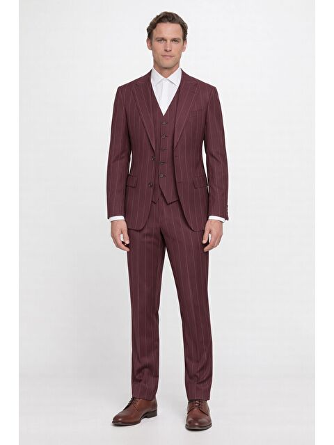 Sabri Özel Bordo Vest Suit Prnt - S000523831-19951
