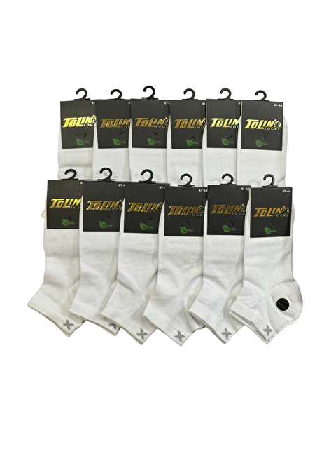 Tolin Erkek 12 li Beyaz Bambu Patik Çorap Seti 10531 - S000268620-20063