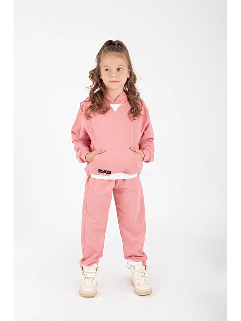 Mnk Baby & Kids Kız Çocuk Kanguru Cepli Beli Lastik Detaylı Günlük Eşofman Takımı M00754 - S000447852-20024