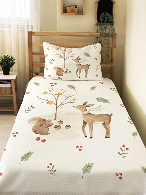 Evmila Geyik Desen Tek Kişilik Çocuk Pike Takımı - S000014586-23173