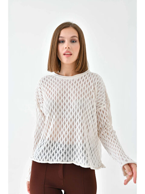 carla10 Kadın Bisiklet Yaka Örgü Detay Triko Kazak - S000498323-19965