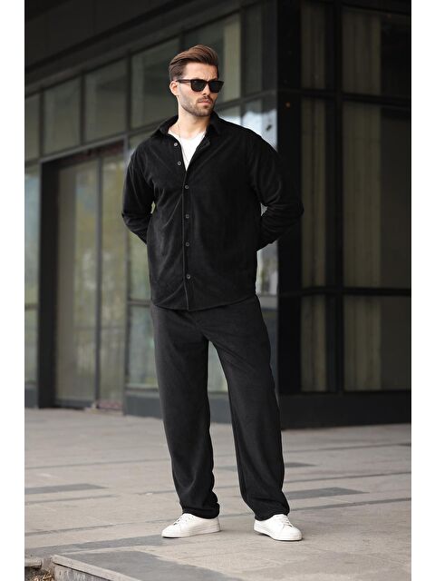 Madmext Siyah Kadife Erkek Gömlek Pantolon Takım E7334 - S000457814-19351