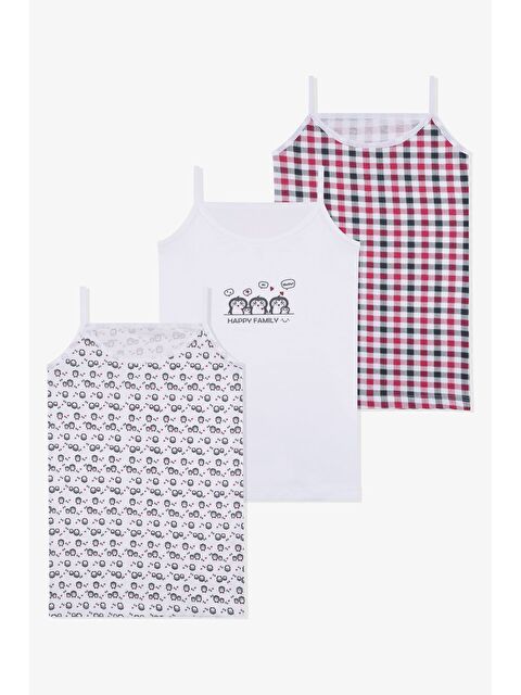 Koza İç Giyim Kız Çocuk 3'lü Penguen Desenli Pamuklu Atlet - S000426430-4231