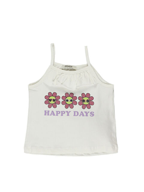 Panço Kız Bebek Baskılı Beyaz Atlet - S000523835-20063