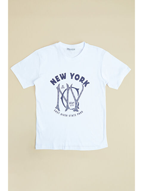 Fullamoda New York Yazı Baskılı Erkek Çocuk Tişört - S000532081-20063