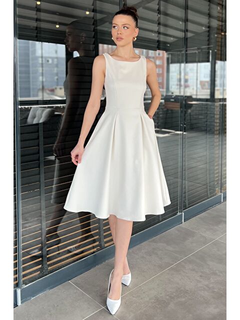 Gülseli Kadın Fermuarlı Cepli Kolsuz Elbise - S000373232-19966