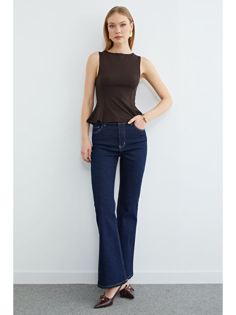 Fullamoda Yüksek Bel Fermuarlı Flare Jean - S000530170-21164