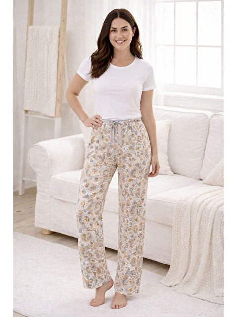 Remsa Kadın Viskon Kumaş Penye Tek Pijama Alt 13 Beyaz - S000515582-37245