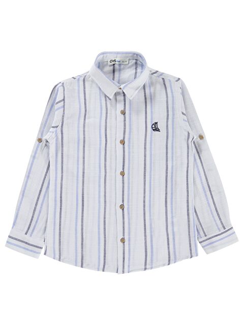Civil Boys Çift Çizgili 10-13 Yaş Gömlek - Mavi
