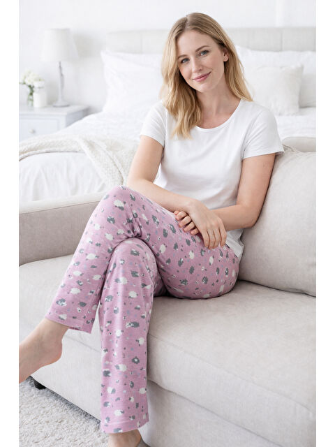 Remsa Kadın Viskon Kumaş Penye Tek Pijama Alt 12 Lila01 - S000515582-37360