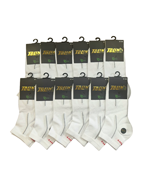 Tolin Erkek 12 li Beyaz Bambu Patik Çorap Seti 10535 - S000268623-20063