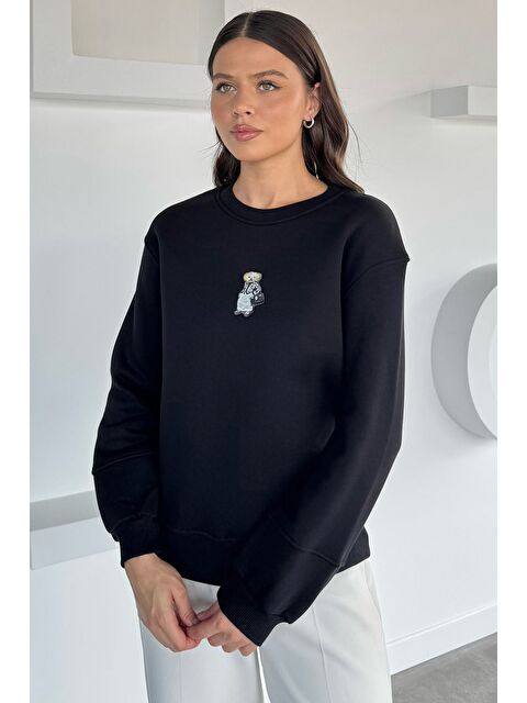 Gülseli Kadın Nakışlı Üç İplik Şardonlu Sweatshirt - S000470166-19351