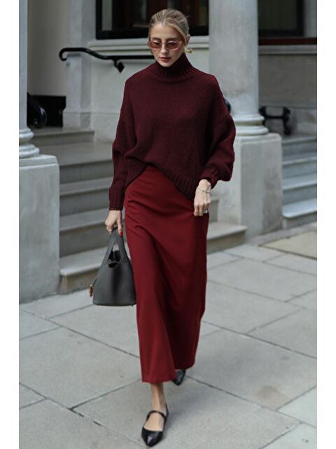 Madmext Bordo Boğazlı Kadın Triko Kazak Mg2535 - S000439060-19951