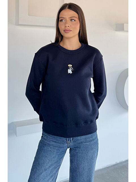 Gülseli Kadın Nakışlı Üç İplik Şardonlu Sweatshirt - S000470166-21164