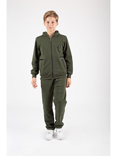 Mnk Baby & Kids Erkek Çocuk Fermuar Kapamalı Kapüşonlu Arma Detaylı Eşofman Takımı M00757 - S000447855-18547