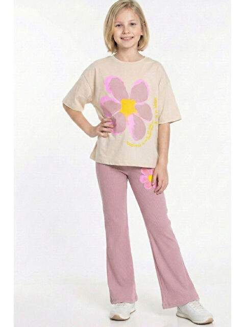 Modanino Kız Çocuk Papatya Baskılı-Taytlı Alt-Üst Takım 4-10 Yaş 12548 - S000522581-20028