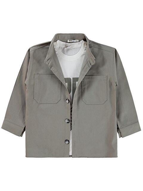 Civil Boys Çift Cepli Tişörtlü 10-13 Yaş Gömlek - Gri