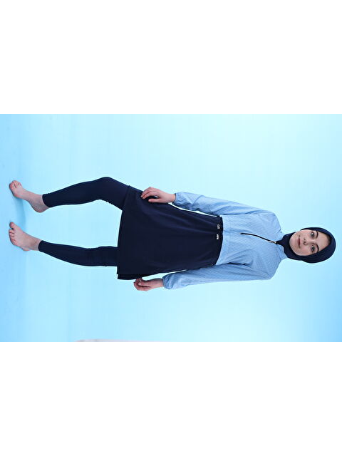 Formo Çocuk Lastikli Kapalı Dik Yaka Fermuarlı Hızlı Kuruyan Genç Tesettür Mayo