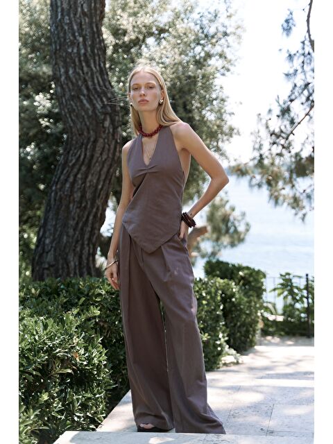 Bohemai Onagho Boyundan Bağlı Açık Kahve Crop - S000513305-29705