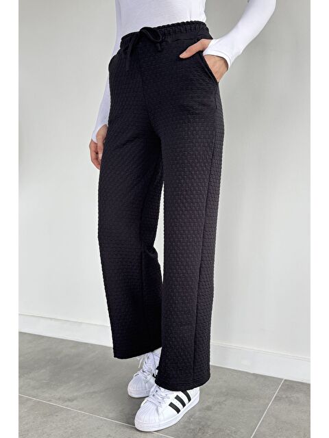 Gülseli Kadın Bel Lastikli Yüksek Bel Kendinden Desenli Pantolon - S000482896-19351