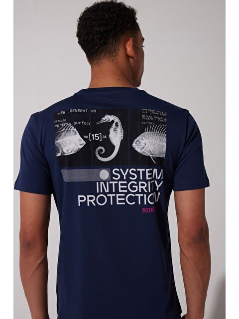 Riders by Lee Regular Fit %100 Pamuk Bisiklet Yaka Lacivert Tişört - S000470170-21164