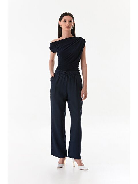 Fullamoda Cebi Taş Detaylı Beli Lastikli Palazzo Pantolon - S000380630-21164