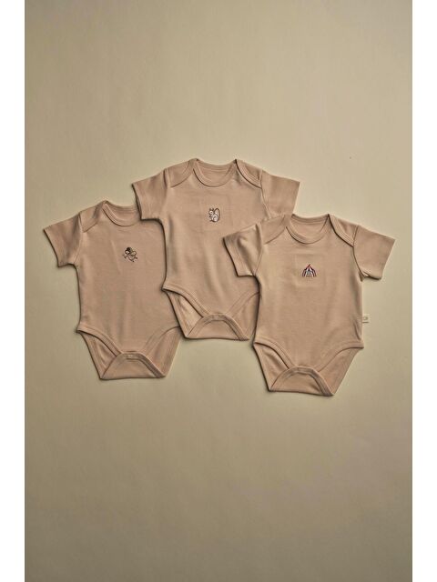 Oh La La Koala For Little Ones 3'lü Bej Dreams Serisi Kısa Kollu Çıt Çıtlı Body Zıbın Model 9