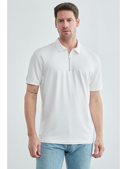 Fullamoda Yarım Fermuarlı Polo Yaka Tişört - S000514141-19965