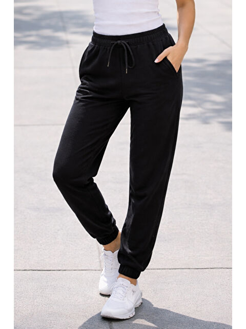 Remsa Kadın Paçası Beli Lastikli 2 Cepli Eşofman Altı 8016 Siyah - S000504129-19351