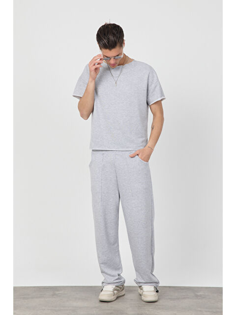 gothamVibes Erkek Blank Gri Ayarlanabilir Paça Eşofman Altı