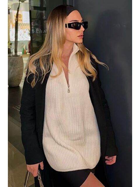 Madmext Kemik Fermuar Yaka Basic Kazak Mg1960 - S000121187-16277