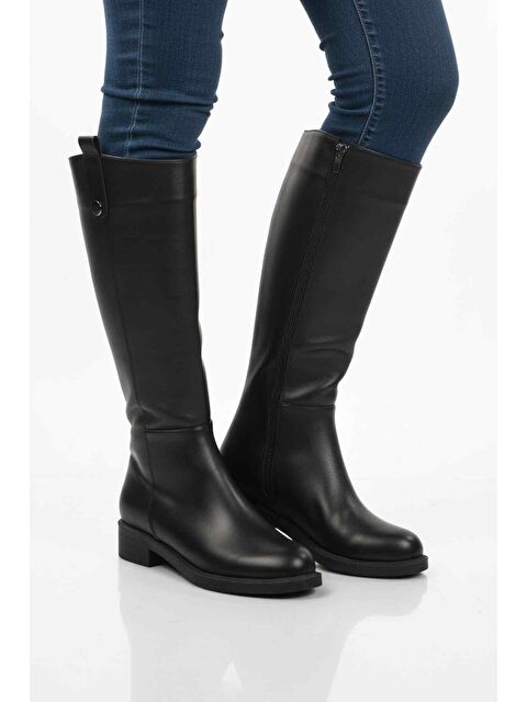 Ayakmod Siyah Cilt İçi Polarlı Fermuarlı Kadın Çizme 224578 Z - S000483614-37437