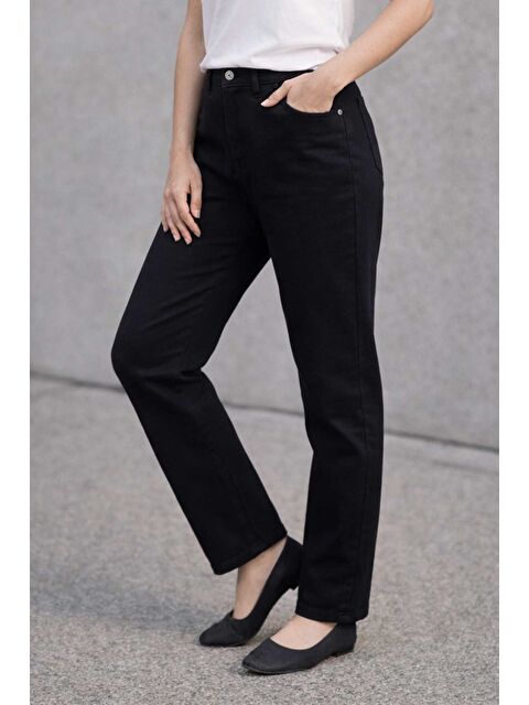 Remsa Büyük Beden Kadın Beli Lastikli Gabardin Kumaş Battal Pantolon 06 Siyah - S000516579-19351