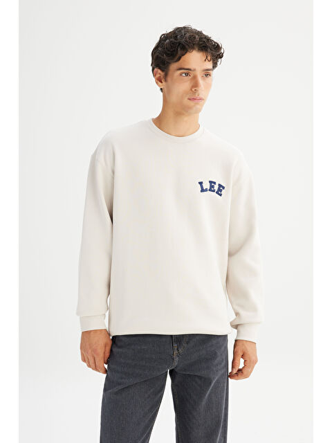 Lee Relaxed Fit Şardonlu Bisiklet Yaka Logo Detaylı Sweatshirt