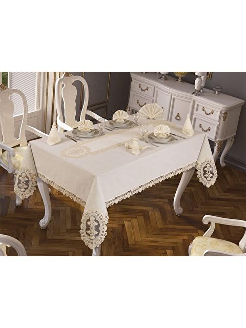 Çeyiz Diyarı Hüma Masa Örtüsü 26 Parça Krem - S000485876-19966