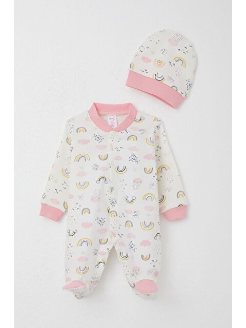 Breeze Kız Bebek Patikli Tulum Gökyüzü Temalı Ekru (0-6 Ay) - S000332483-19965