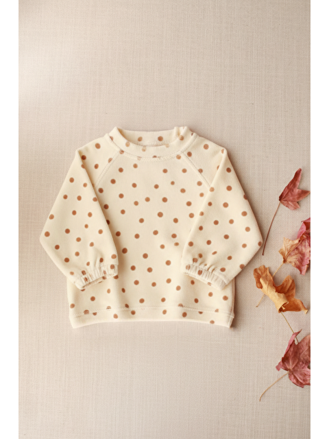 Oh La La Koala For Little Ones Puantiye Baskılı Kadife Düğme Detaylı Bebek Üst