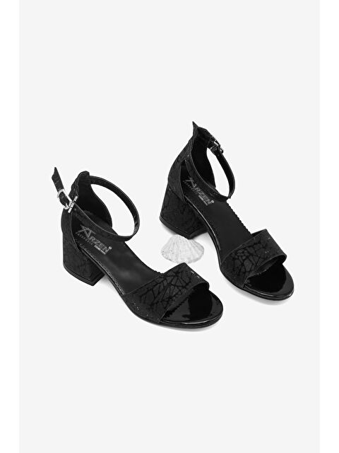 TONNY BLACK Kız Çocuk Siyah Simli Çocuk Topuklu Ayakkabı - S000522523-37445